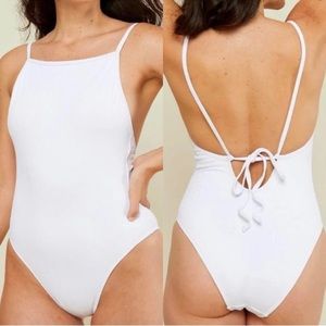 Andieswim White Paloma Rib One Piece Swimsuit Medium
